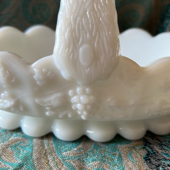Vintage Milk Glass basket design dish - Picture 3 of 4